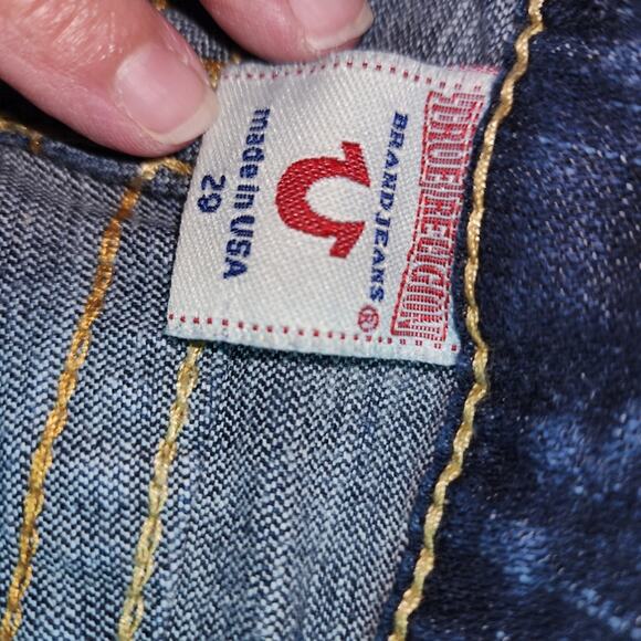 TRUE RELIGION EUC WOMEN'S SIZE 29 JOEY FLARE DENIM BLUE JEANS - Picture 4 of 10